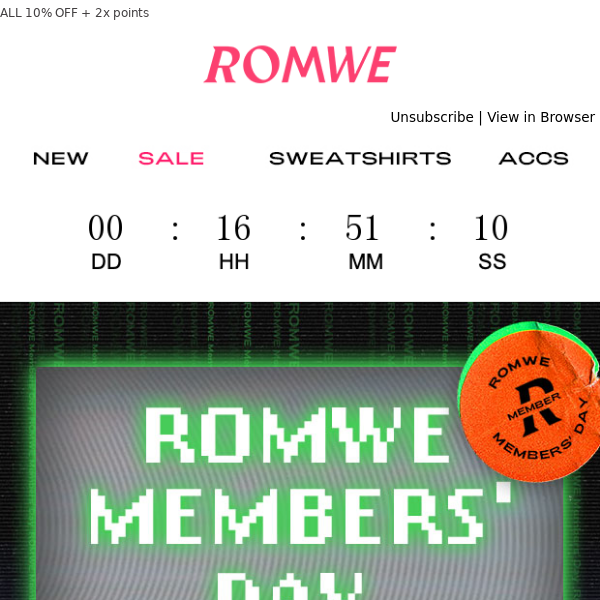 ROMWE Members' Day is here!✨