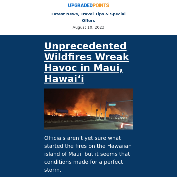 Maui fires, Amtrak sale, Airbnb points, and more...