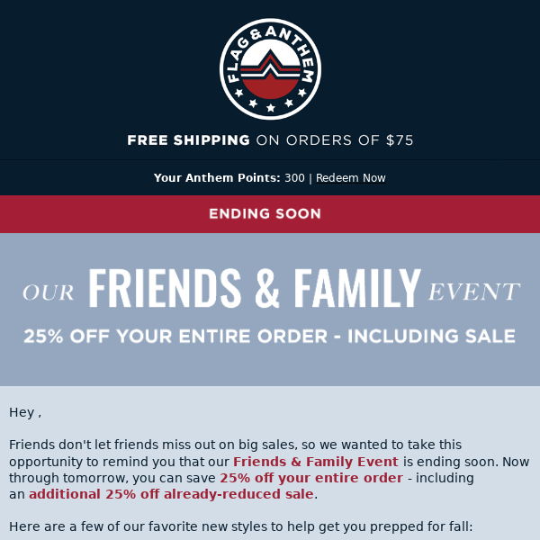 RE: Our Friends & Family Event