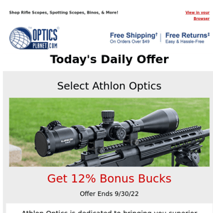 12% Bonus Bucks on Select Athlon Optics
