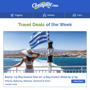 $2213+ // Greece: 13 Day Tour incl. 4 Day Cruise