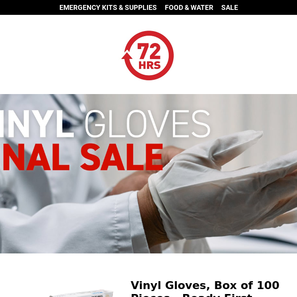 Blowout Deal for Ready First Aid Vinyl Gloves