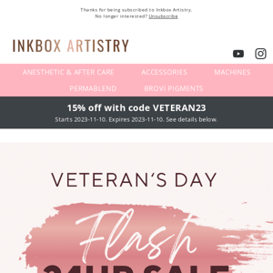 Flash Veteran’s Day Sale: Huge saving for 24 Hours Only
