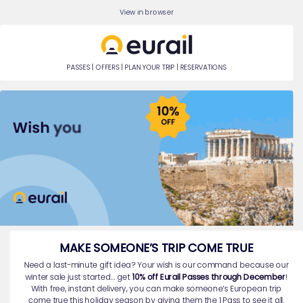 Sale: 10% off Eurail Passes! 🚂