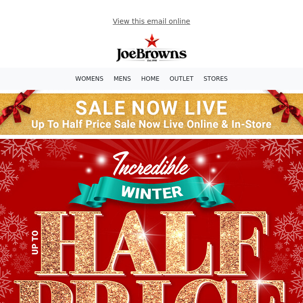 🎉 Joe's Up To HALF Price Sale Is Here! 🎉