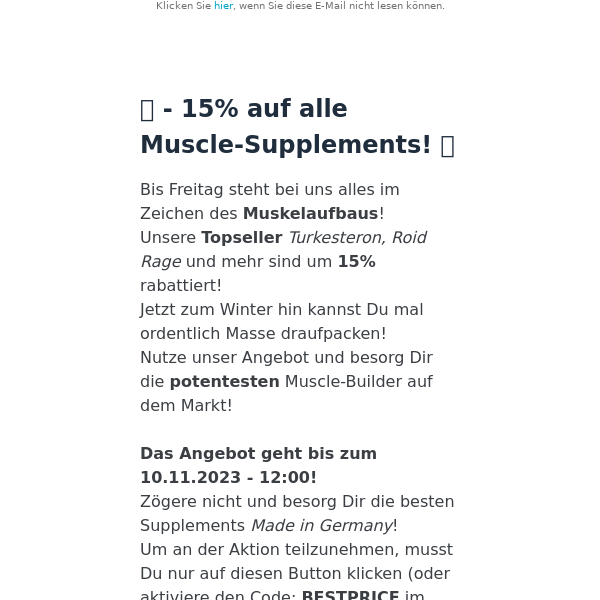 💪 -15% auf Muscle-Supplements! Die stärksten in 🇩🇪