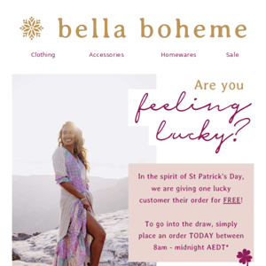 Bella Boheme today only: ORDER GIVEAWAY! 🍀