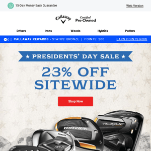 Presidents' Day Only: 23% Off Your Order