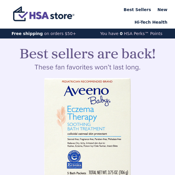 Back in stock: COOLA, Asutra, Aveeno & more.