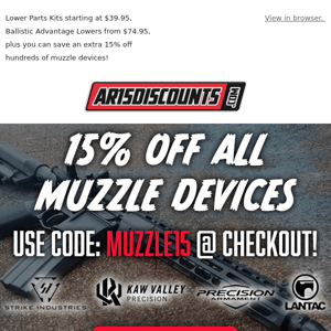 ⌛ Limited Time Only - 15% off All Muzzle Devices!