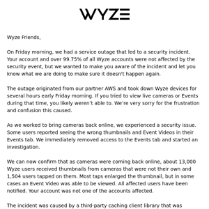 An Important Security Message from Wyze