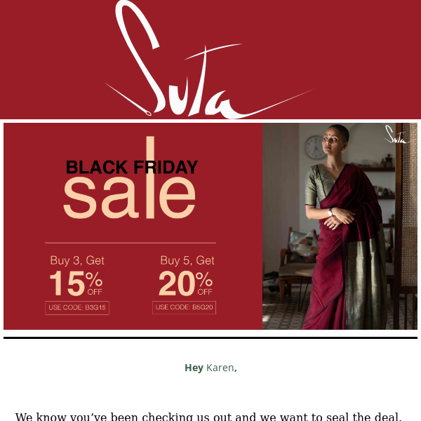 Our Black Friday Sale will make you fall a little more in love with Suta! ❤️