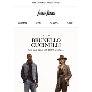 Triple points on Brunello Cucinelli for a limited time
