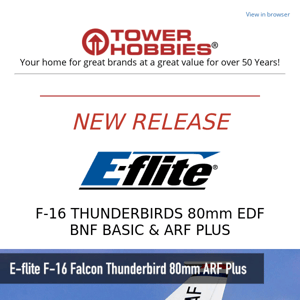 Update to Battery Offer: New Release from E-flite: F-16 Falcon Thunderbird 80mm EDF BNF Basic & ARF Plus