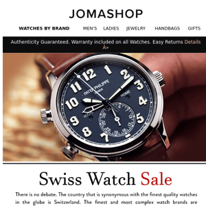 Swiss Watches Sale (Limited Quantities Available)