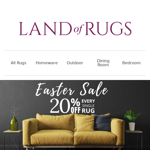 Land of Rugs UK, Get 20% Off All Rugs 🐣🐰