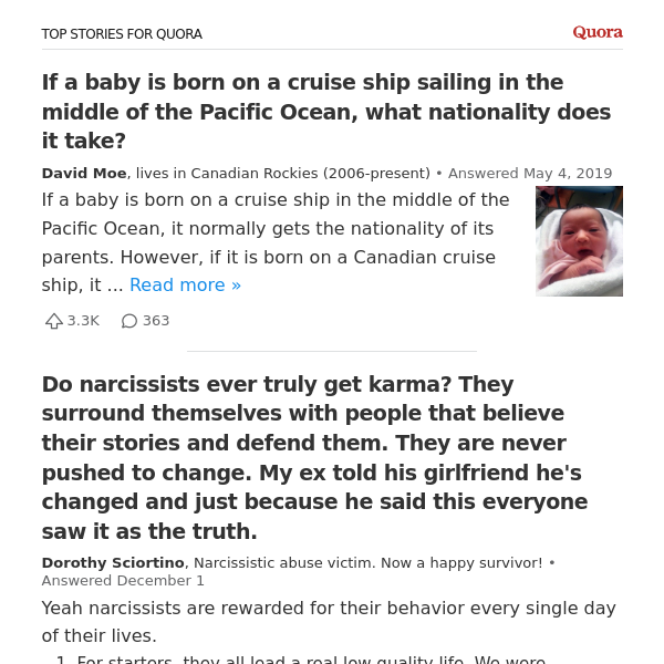 If a baby is born on a cruise ship sailing in the middle of the Pacific Ocean, what n...?
