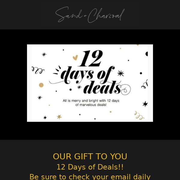 12 DAYS OF DEALS!! DAY 2 - DON'T MISS OUT! <3 Sand + Charcoal