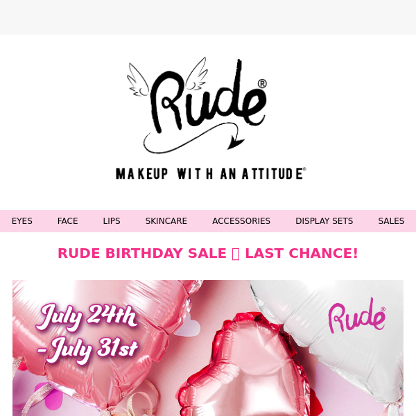 Rude's Birthday Sale ENDS TODAY! 🎂 Get 30% off sitewide with code!