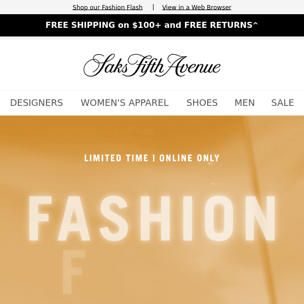 Saks Fifth Avenue, up to 70% off ends today + Try these trending styles 