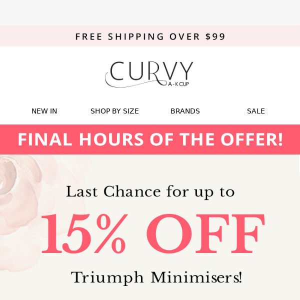 It's coming to an end - up to 15% off Triumph Minimisers - Curvy Bras
