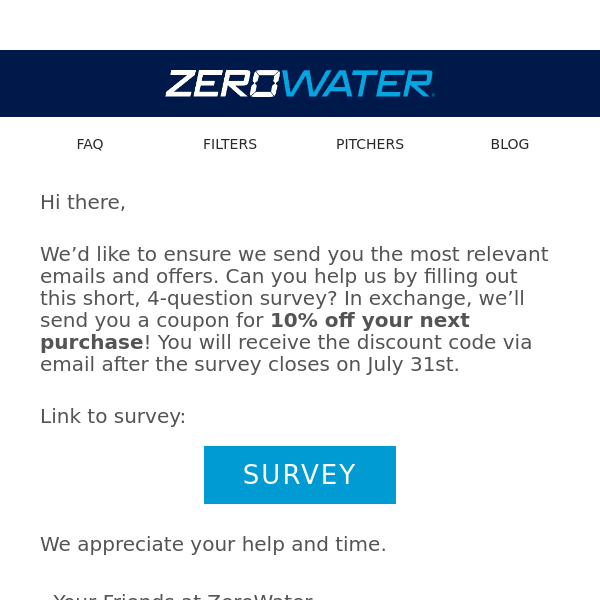 We want to hear from you! - ZeroWater