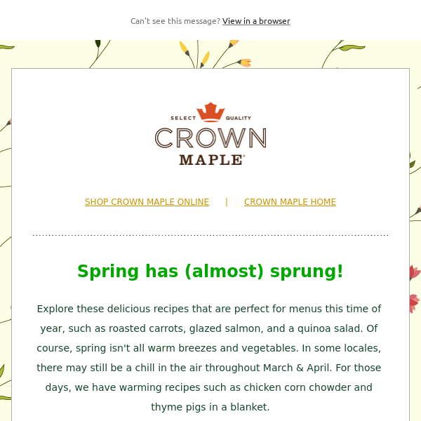 Crown Maple Spring has (almost) Sprung Recipes!