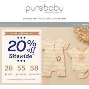 HURRY, 20% OFF SITEWIDE* | Ends soon