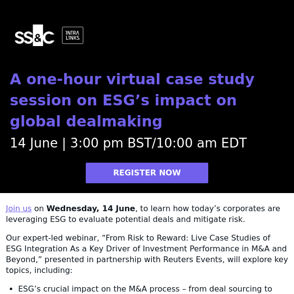 14 June webinar: “From Risk to Reward: Live Case Studies of ESG Integration”