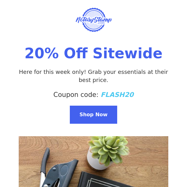 Just In: 20% Off Sitewide!