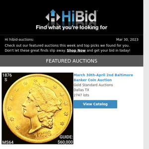 Thursday's Great Deals From HiBid Auctions - March 30, 2023