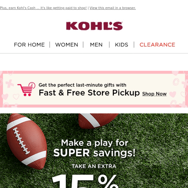 Take 15% off! Set up your cheering section for the big game 🏈