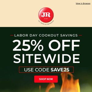 Last chance to save 25% sitewide