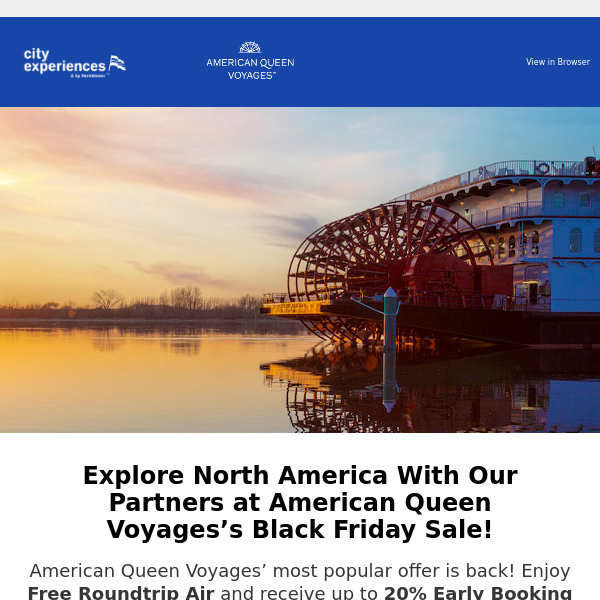 American Queen Voyages' Black Friday Sale is On!