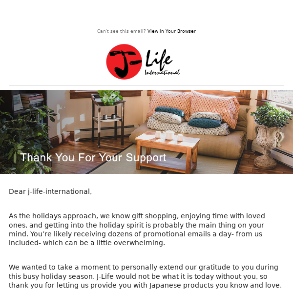 Thank You J Life International  – Enjoy This Exclusive VIP Sale!