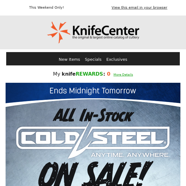 Ends Tomorrow: All In-Stock Cold Steel On Sale!