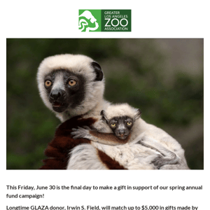 2x Match: Double your Impact for Wildlife!