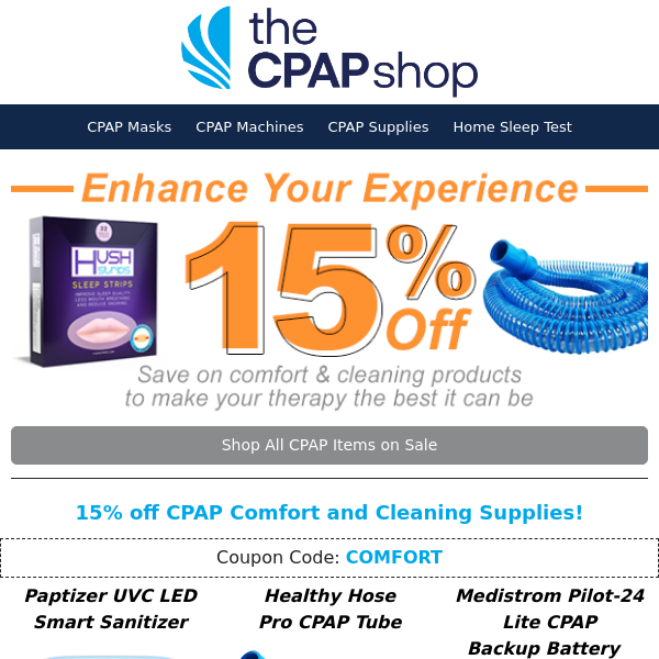 Enhance Your CPAP Experience! 15% Off Must-Have Comfort Accessories + CPAPs Under $400—Coupon Inside