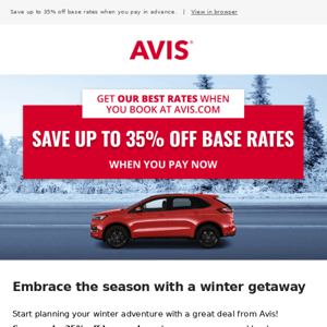 Avis, get our best rates when you book at Avis.com