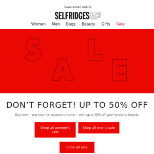 Up to 50% off continues