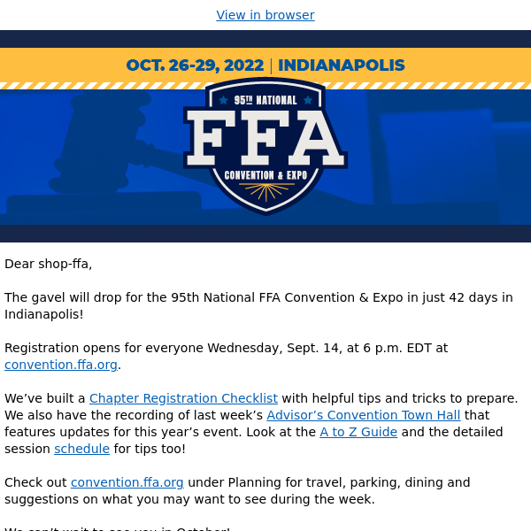 Prepare for National FFA Convention Registration