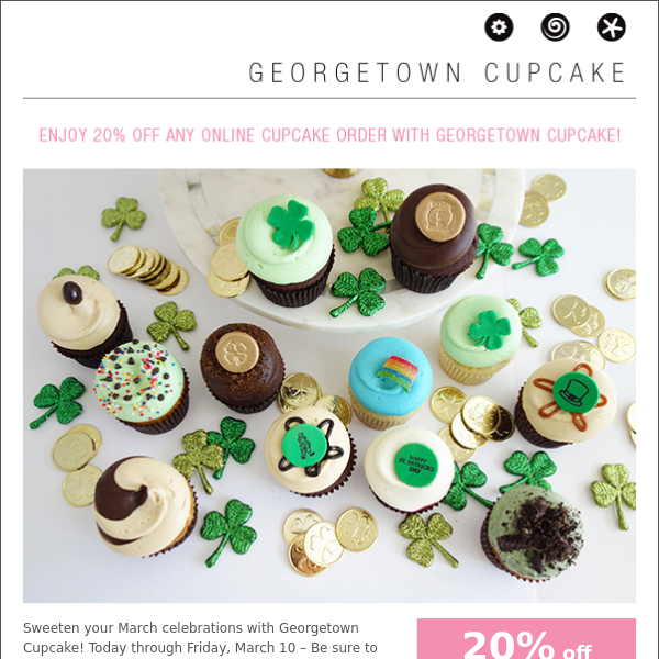 Enjoy 20% Off Any Online Cupcake Order From Georgetown Cupcake!