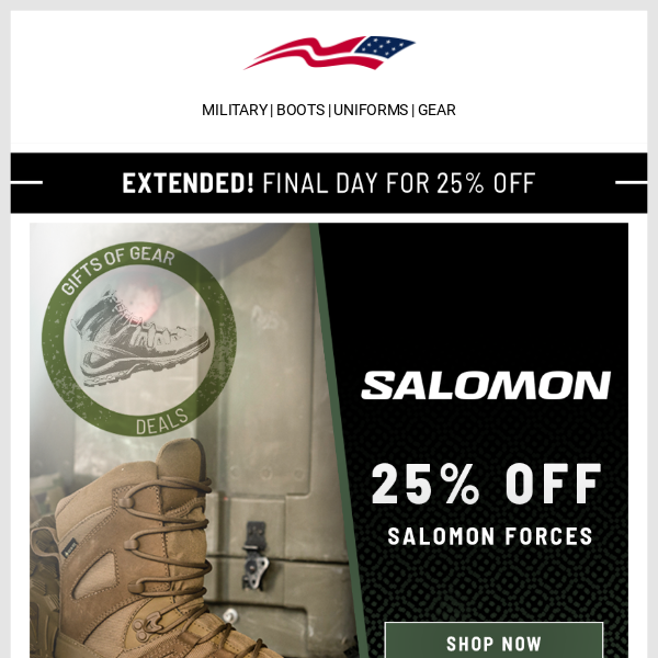 Final Hours! 25% Off Salomon Boots - US Patriot Tactical