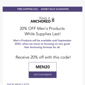 20% OFF Final Batch of Men's Products