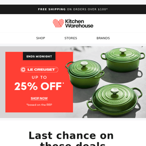 ENDS TONIGHT: Le Creuset save up to 25%
