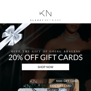 20% OFF GIFT CARDS ✨ FOR A LIMITED TIME