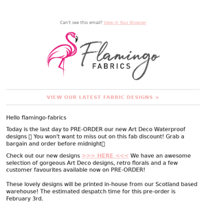 Flamingo Fabrics Waterproof PRE-ORDER discount!😍💦