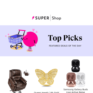 🛍️ Monday’s Top Picks: $547.99 Leather K925 Power Lift Chair | $27.99 Diamond CZ Statement Butterfly Ring | $74.99 Samsung Galaxy Buds & More