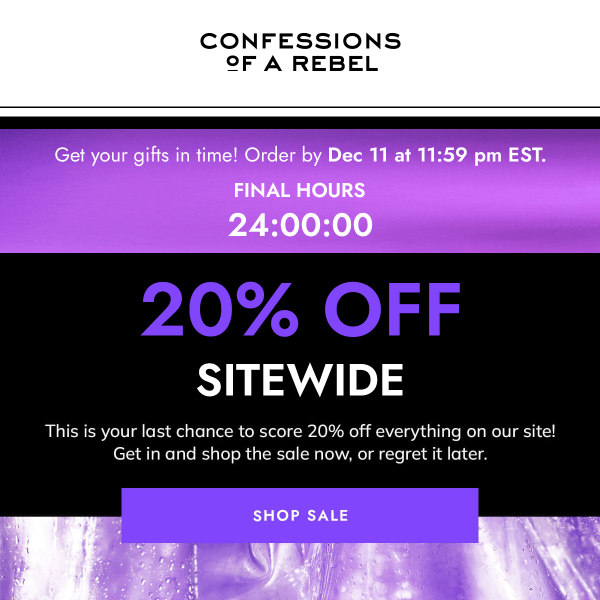 ENDING TODAY: 20% off sitewide!