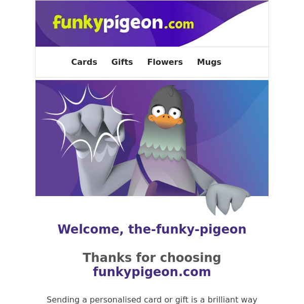 Welcome The Funky Pigeon, to Funky Pigeon